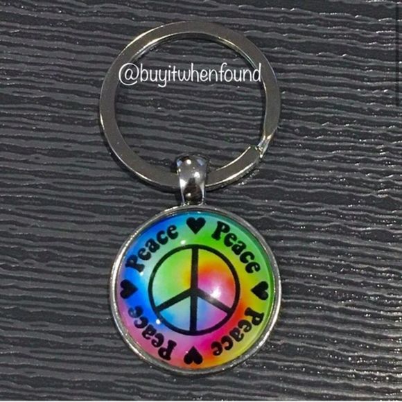 K Tie Dye Peace & Day of the Dead Cabochon Keychains - Picture 5 of 8
